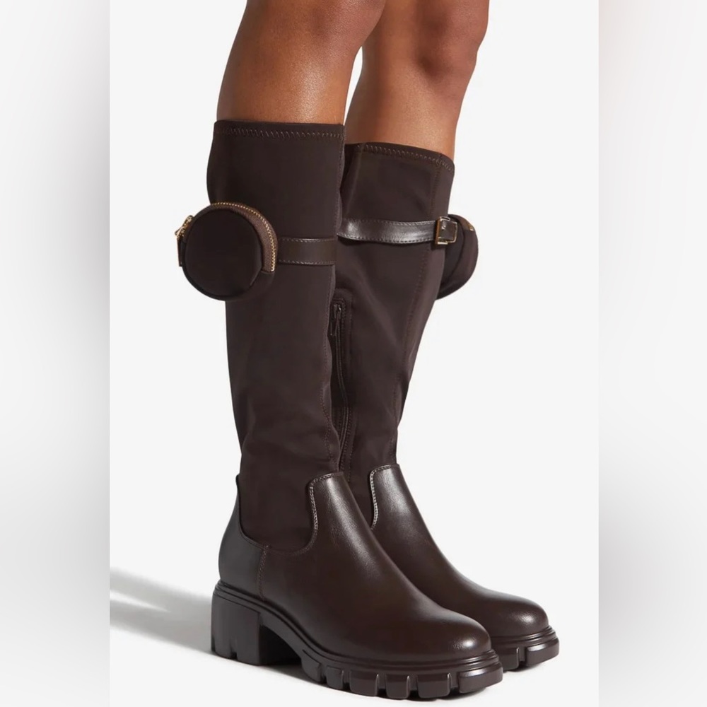 Brown Lug Sole Boot Size 8